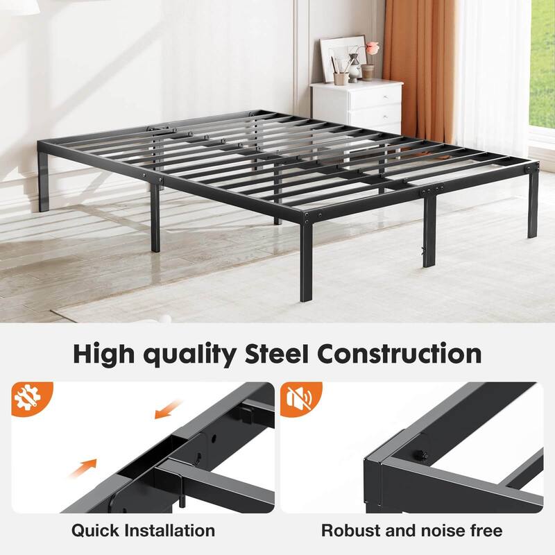 King Size Minimalist Open Bed Frame Metal Platform Bed Frame with 12" Storage Underneath